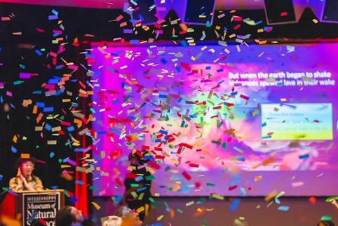exhibit premiere party at the Mississippi museum of natural science with confetti