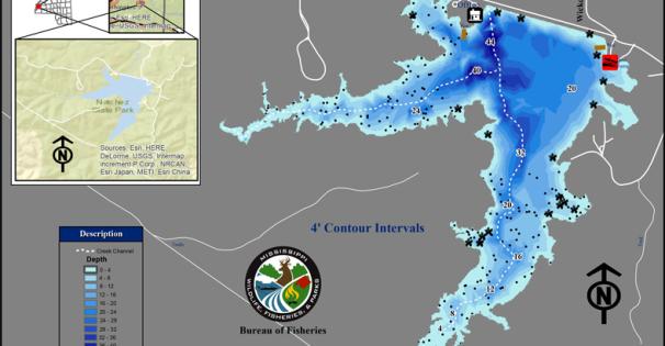 Lake Natchez Depth Map TN